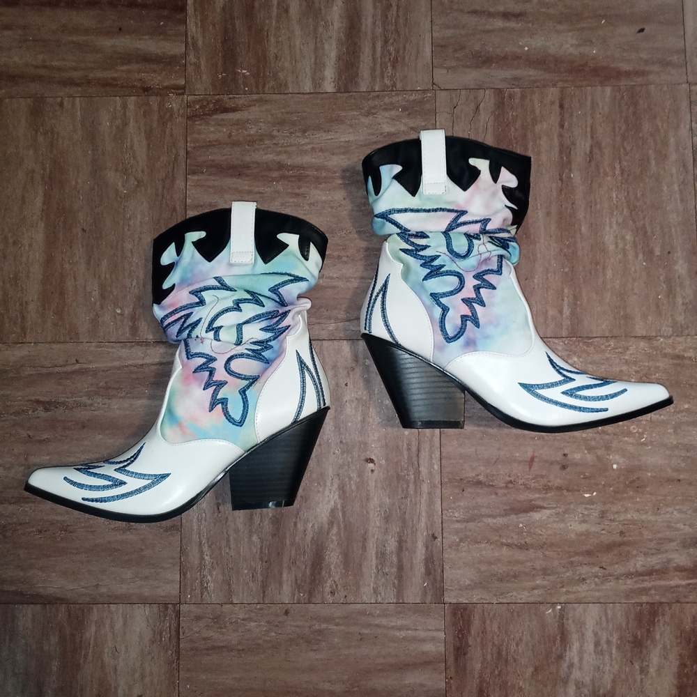 Dolls Kill Cape Robbin Multicolor Heeled Boots with Black Accents